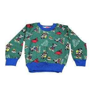 NEW Vintage Disney Mickey Mouse Sweatshirt Kids 2T All Over Hiking Deadstock USA